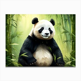 Cute Panda In The Forest Canvas Print