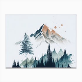 Mountain And Forest In Minimalist Watercolor Horizontal Composition 336 Canvas Print