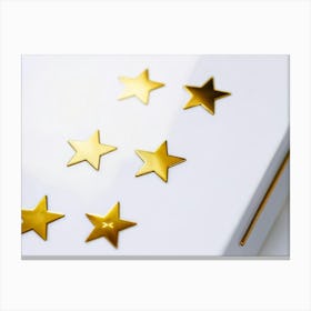 Five Point Scale Of Shiny Gold Star Ratings Glowing Against A Minimalist White Background Reflected (5) Toile