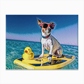 Funny Dog Surfing Wearing Glasses Cool Canvas Print