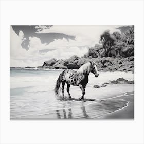 A Horse Oil Painting In Lanikai Beach Hawaii, Usa, Landscape 4 Canvas Print