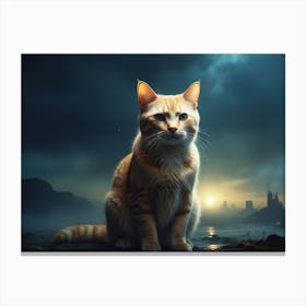 Cat At Night Canvas Print