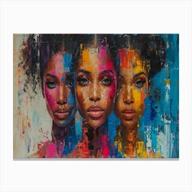Colorful Chronicles: Abstract Narratives of History and Resilience. Three Women Canvas Print