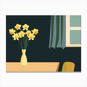 Daffodils on table Canvas Print