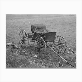 Old Buggy And Pitchfork On Farm Near Northampton, Massachusetts By Russell Lee Canvas Print