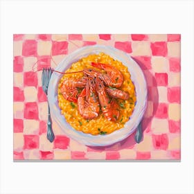 Seafood Risotto Pink Checkerboard 2 Canvas Print