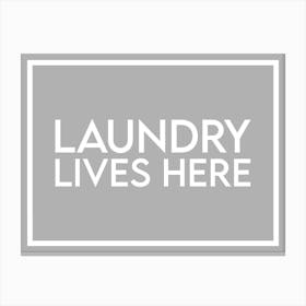 Laundry Lives Here Grey Utility Room Canvas Print