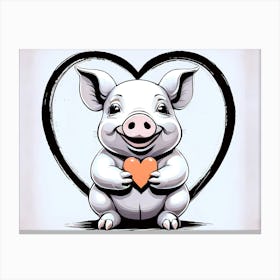 Swine Love A Pig With A Heart Canvas Print