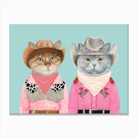 Cowgirl Cats Canvas Print