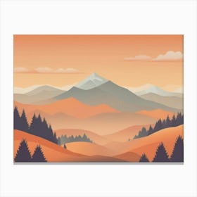 Misty mountains horizontal background in orange tone 37 Canvas Print