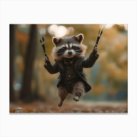 racoon coming in hot Canvas Print