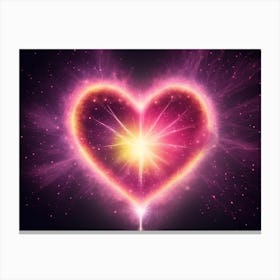 A Colorful Glowing Heart On A Dark Background Horizontal Composition 25 Canvas Print