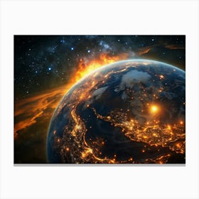 Earth On Fire 2 Canvas Print