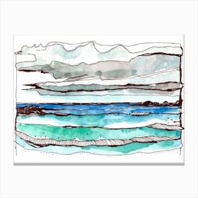 Watercolor Of The Ocean Canvas Print