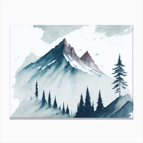 Mountain And Forest In Minimalist Watercolor Horizontal Composition 388 Canvas Print