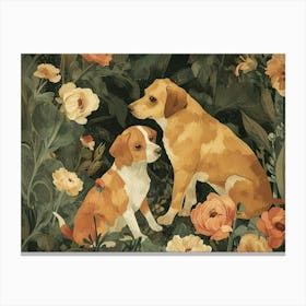 Floral Animal Illustration Dog 2 Canvas Print