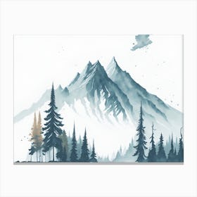 Mountain And Forest In Minimalist Watercolor Horizontal Composition 168 Canvas Print