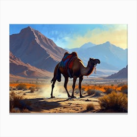 Camel In The Desert Canvas Print