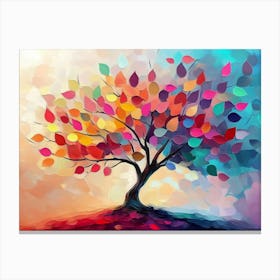 Colorful Tree of Life - Leaves Hanging Branches Canvas Print