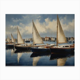 Sailboats In The Harbor hamptons Canvas Print