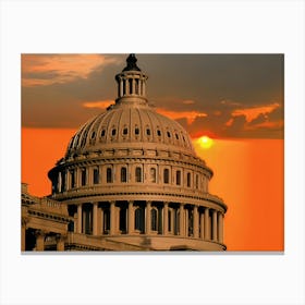 Sunset Over The Capitol Building Canvas Print