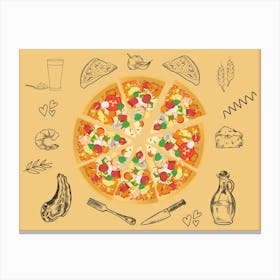 Pizza Drawing Canvas Print