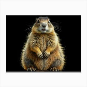 Prairie Dog Portrait With Black Background 1 Canvas Print