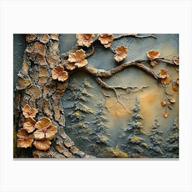 3d Painting of Lifelike Tree Bark Textures and Woodland Beauty of Natural Canvas Print