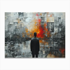 Temporal Resonances: A Conceptual Art Collection. Man In Black Canvas Print