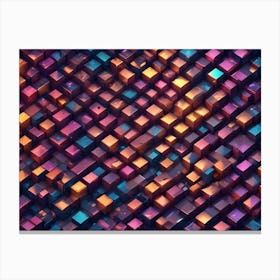 Abstract Background With A Grid Of Colorful, Metallic Cubes, Creating A Sense Of Depth, Texture, And Geometry Canvas Print