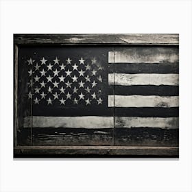 American Flag Rendered In Black And White With Subtle Red Stars Against A Smudged Vintage Backdrop R (7) Canvas Print