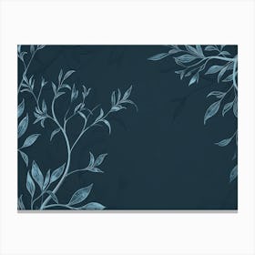 Blue Leaves On A Blue Background Canvas Print