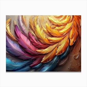 Colorful Golden Feather 1 Canvas Print