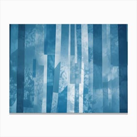 Abstract Image Of A Series Of Vertical Blue Stripes, With A Subtle, Blurred Pattern Overlayed Canvas Print