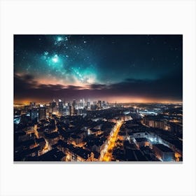 Night Sky Over A City Canvas Print