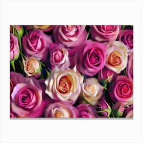 Pink & White Roses Canvas Print