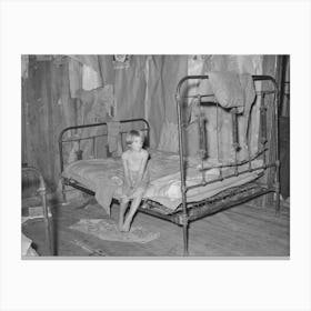 Daughter Of Agricultural Day Laborer In Bedroom Of Home In Mcintosh County, Oklahoma By Russell Lee Canvas Print