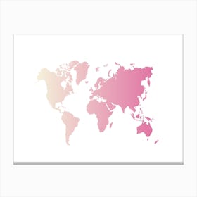 Pink World Map 1 Canvas Print