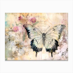 Butterfly And Flowers 3 Canvas Print