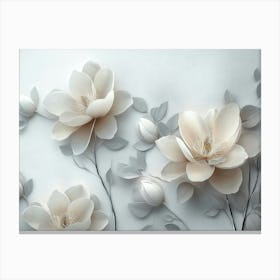 3d With Simple Floral Painting Light Gray 1 Canvas Print