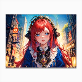 Anime Girl With Red Hair 1 Canvas Print