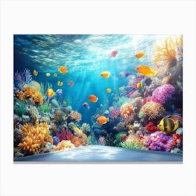 3d Underwater Coral Reef With Sea Life 2 Canvas Print