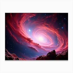 Abstract Celestial Scene Capturing A Nebula Explosion In The Pink And Red Hues Of A Distant Galaxy (6) Canvas Print