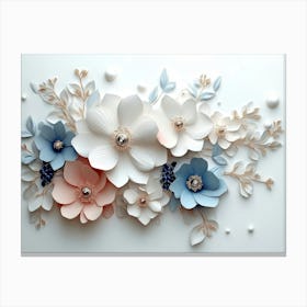 3d Artwork Illustration Flowers White Background Canvas Print