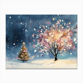 Christmas Tree In The Snow 14 Canvas Print