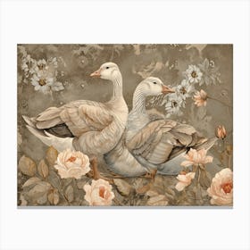 Floral Animal Illustration Goose 3 Canvas Print
