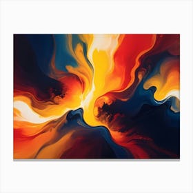 Abstract Art With Swirling, Flowing Lines Of Color In Shades Of Red, Yellow, Blue, And White, Resembling A Cosmic Landscape Canvas Print