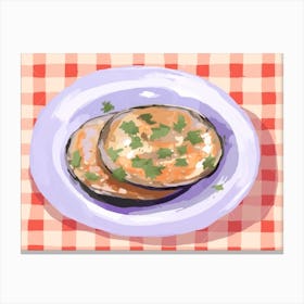 A Plate Of Eggplant, Top View Food Illustration, Landscape 4 Canvas Print