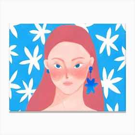 Illustration Of A Girl With Earrings Canvas Print