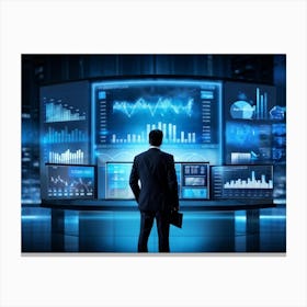 Corporate Finance Executive Analyzing Market Trends Graph Details And Business Strategies Digital 2 Canvas Print